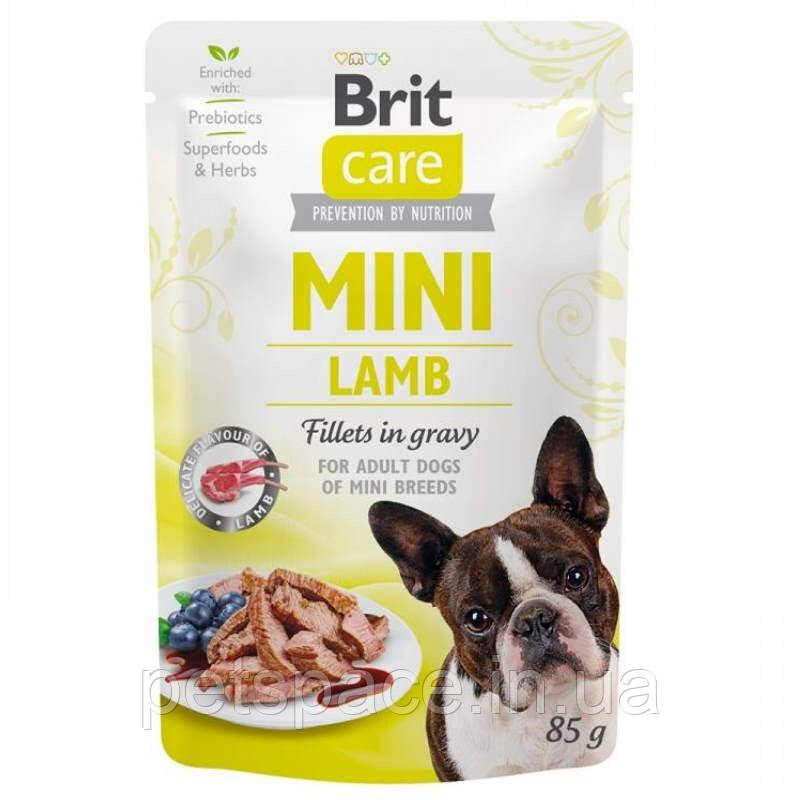 Вологий корм Brit Care Mini (Бріт Кеа для собак філе в соусі з ягням) 85г