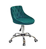Стілець Форум з гудзиками зелений оксамит FORO + Button CH-Office на хром хрестовині з колесами, фото 3