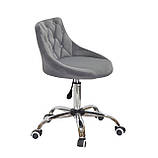 Стілець Форум з гудзиками сірий оксамит FORO + Button CH-Office на хром хрестовині з колесами, фото 3