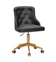 Стілець Olimp GD-Modern Office чорний шкірзам на золотій хрестовині модерн із колесами, фото 6