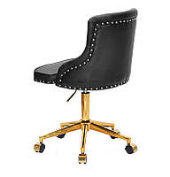 Стілець Olimp GD-Modern Office чорний шкірзам на золотій хрестовині модерн із колесами, фото 2