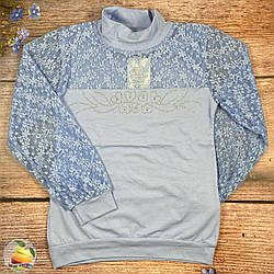 Блуза блакитного кольору з довгим рукавом Розміри: 128,140,152,164 см (02086-1)