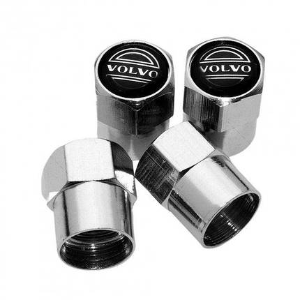 Ковпачки на ніпель з логотипом марки авто Volvo Alitek Short Silver Вольво, 4 шт, фото 2