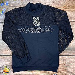 Темно синя блуза для дівчинки підлітка Розміри: 128,140,152,164 см (02086-3)