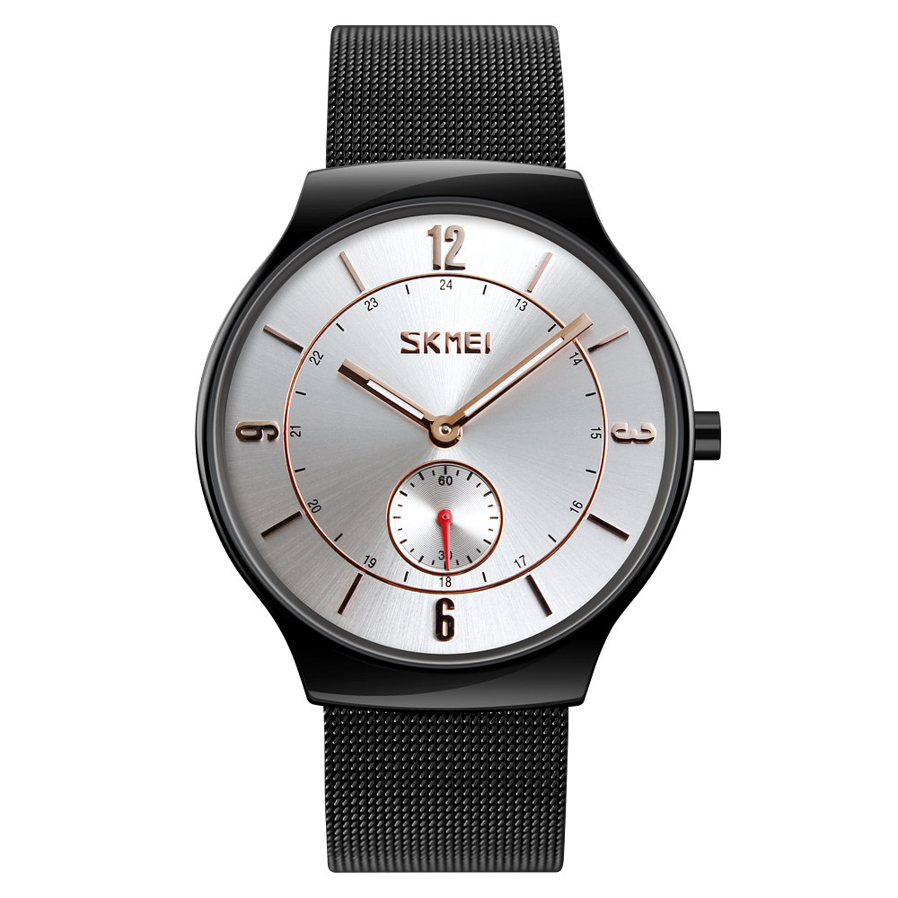 Skmei 9163 design чорні зі сріблястим чоловічий годинник