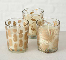 Набір свічників 3х h6 d5 см золоте скло 1009920