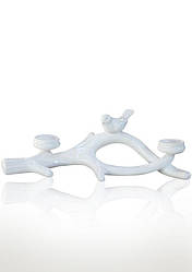 Підсвічник із пташкою біла кераміка 36*14*12.5 см 1003-12