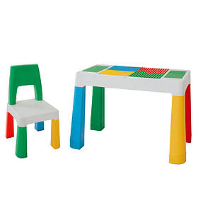 Дитячий багатофункціональний столик для ігор і навчання POPPET "Колор Грін 5 в 1" і стільчик. POPPET PP-002G