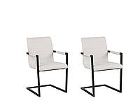 Комплект из 2-х обеденных стульев из экокожи, белый BUFORD