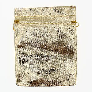 Мешочек подарочный прямоугольный золотистый размер изделия 7/9 см с затяжками в упаковке 100 штук