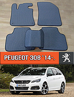 ЕВА коврики Пежо 308 универсал 2014-н.в. EVA резиновые ковры на Peugeot 308