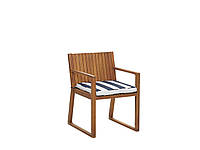 Деревянный садовый стул с бело-голубой подушкой SASSARI