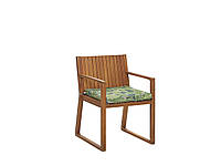 Деревянный садовый стул с зеленой подушкой SASSARI