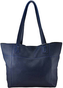 Жіноча шкіряна сумка з рядками світло-синя