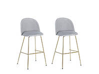 Набор из 2 бархатных барных стульев Серый ARCOLA