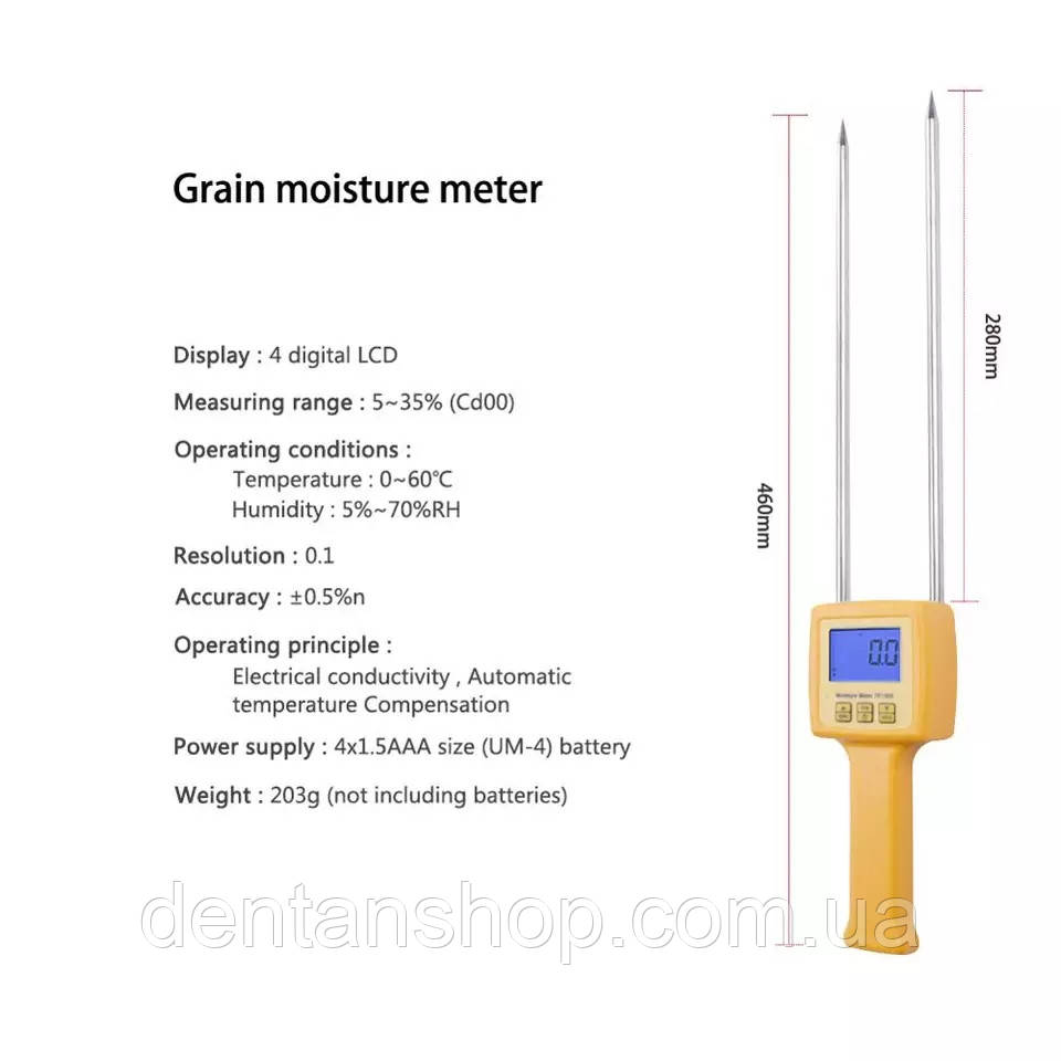 Портативный влагомер-щуп зерновых TK100S (% 5~ 35%RH; -10 ~ 60 ° C). С 4 режимами измерений, в чехле - фото 4 - id-p961825238