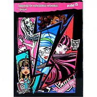 Гофрокартон кольоровий неоновий Kite Monster High А4, 5 аркушів MH14-257K