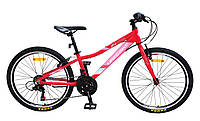 Алюминиевый спортивный велосипед подростковый двухколесный LIKE2BIKE A212404 Viva колеса 24д красно-малиновый