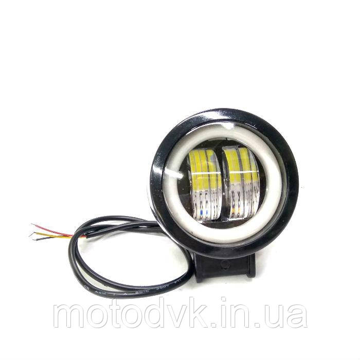 Додаткова LED-фара з чіткою світлотіноєвою кордоном і жовтим габаритом, кругла чорна