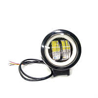 Додаткова LED фара з чіткою світлотіньовим кордоном і жовтим габаритом, кругла чорна