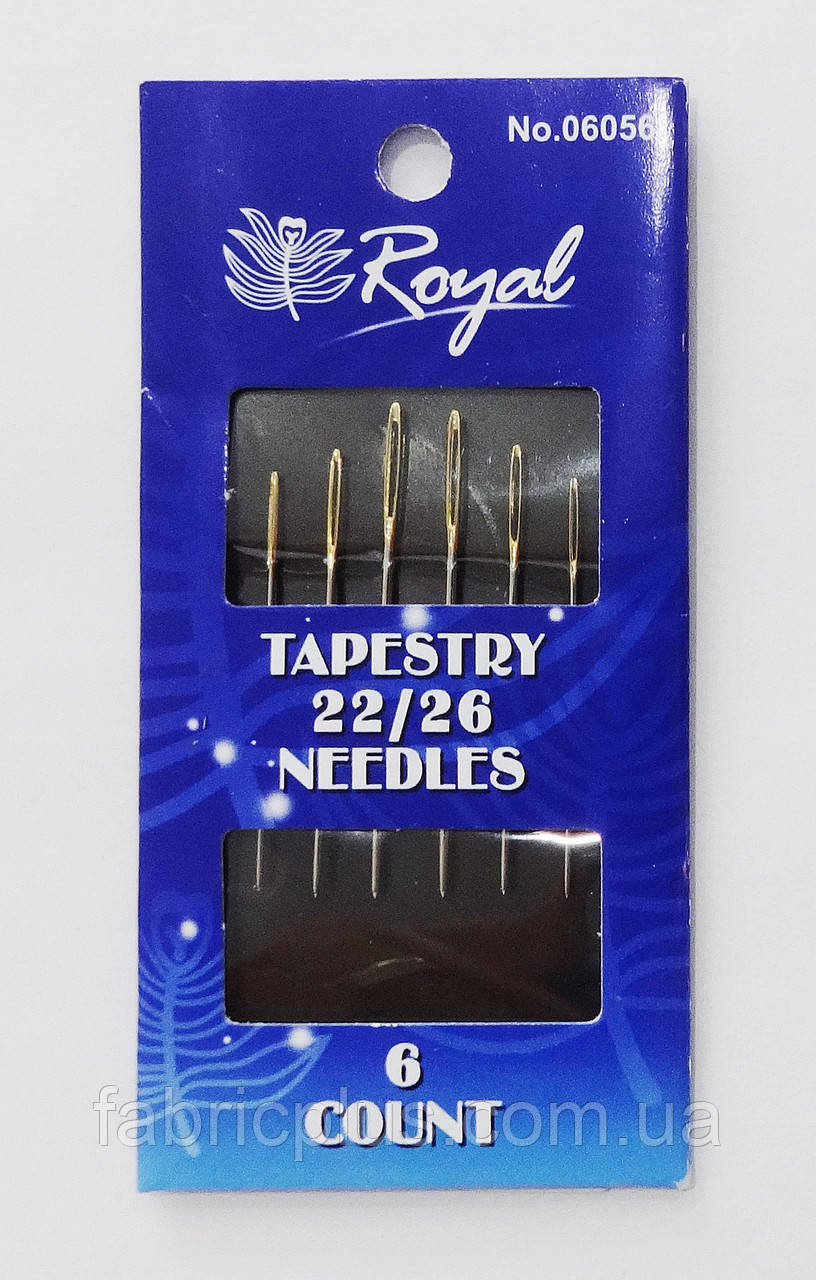 Голки для ручного шиття гобеленові 22/26 Royal Needles (6 шт) золоті вушка