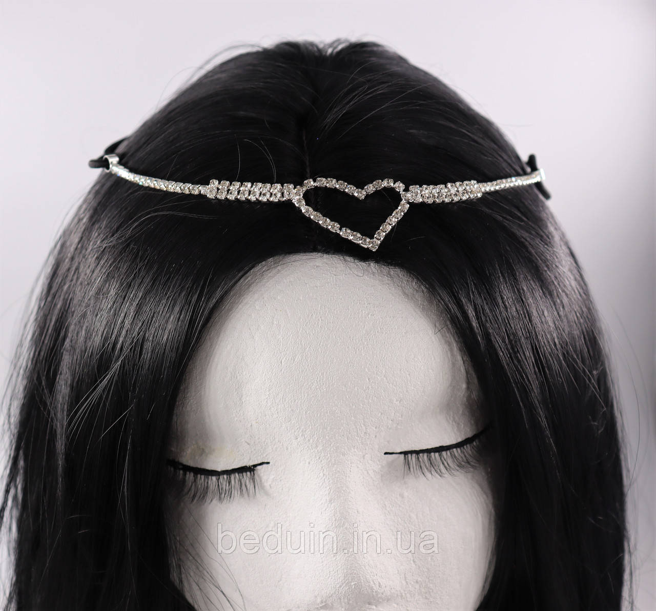 Стильна Тіара-ободок на голову Серце (срібло) №63, фото 1