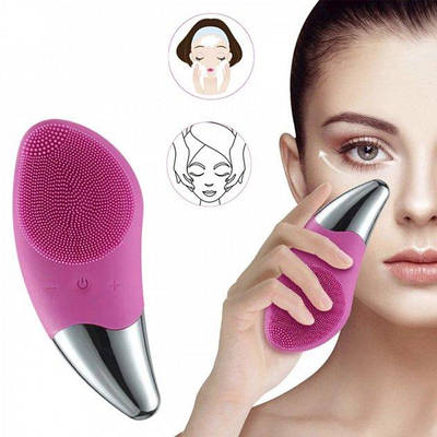 Щітка масажер силіконова електрична для чищення обличчя Beauty Lux Silk Brush малинова 193978