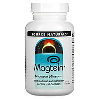 Source Naturals, Magtein, Магний L-треонат для здоровья мозга, 90 капсул