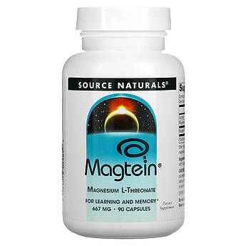Source Naturals, Magtein, Магній L-треонат для здоров'я мозку, 90 капсул