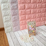 Самоклеючі 3Д панелі, м'які 3d панелі самоклейка для стін 700х770х7 мм, Рожева цегла, фото 3