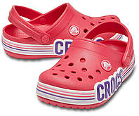Детские кроксы коралловые с надписью, сабо Crocs для девочек оригинал