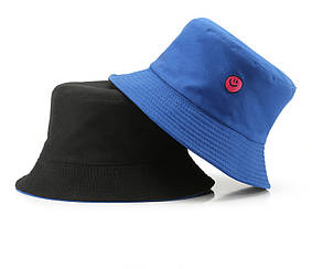 Панама двостороння смайлик синій чорний