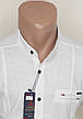 Чоловіча теніска біла однотонна приталені Туреччина Gold Milano vкs-0020 комір стійка льон, ошатна XXL, фото 8