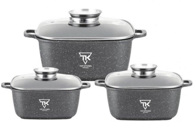 Набір каструль із гранітним мармуровим покриттям 6 предметів Top Kitchen TK00025
