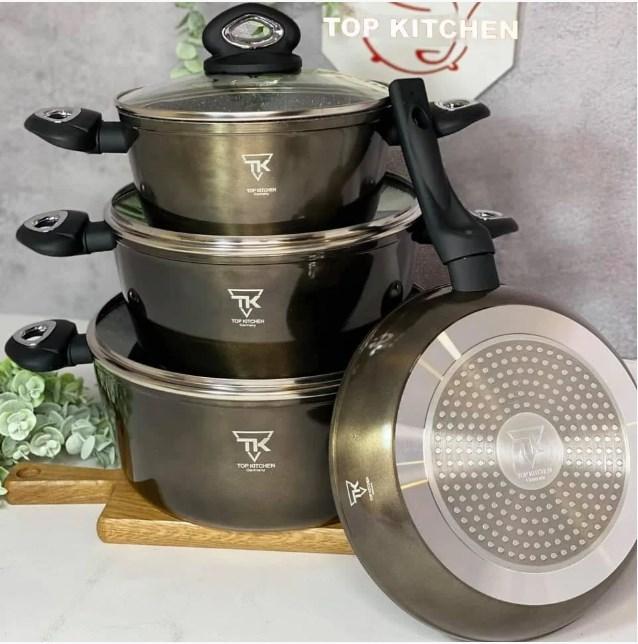 Набір каструль із гранітним мармуровим покриттям 7 предметів Top Kitchen Deluxe TK00081