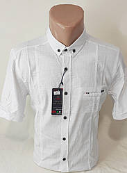 Чоловіча теніска біла однотонна приталені льон Туреччина Gold Milano vк-0017 ошатна, стильна XL