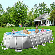 Басейн каркасний овальний (503-274-122 см, 13365 л, сходи, фільтр) Intex 26796 NP Сірий, фото 2
