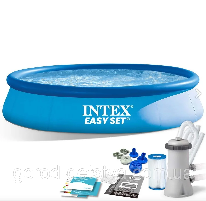 Надувний басейн Intex 28142 в комплекті з фільтр-насосом потужністю 2006 л/год (розмір 396х84 см)