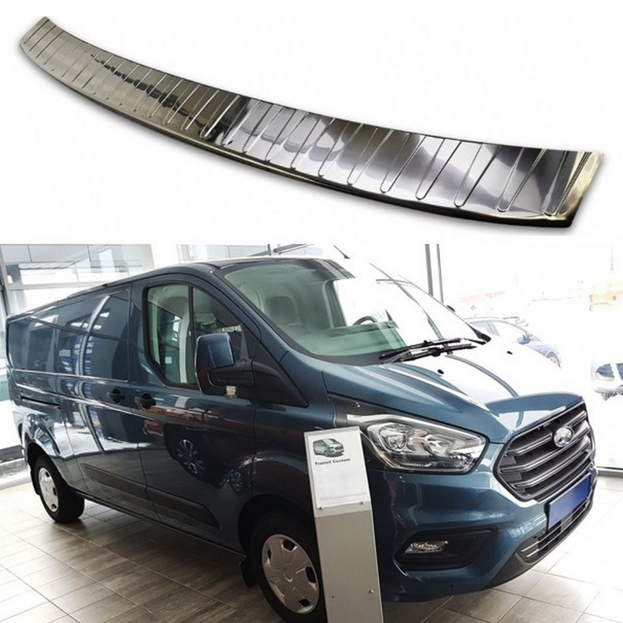 Захисна накладка на задній бампер для Ford Transit / Tourneo Custom 2012-2021 /нерж.сталь/