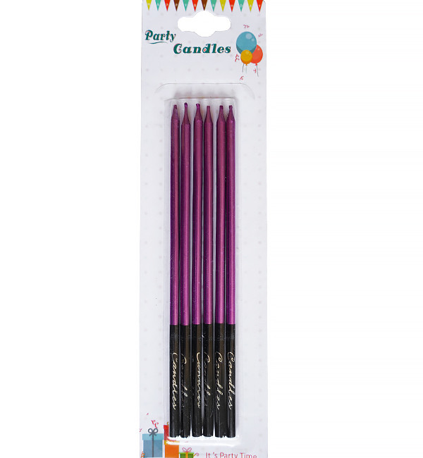 Свічки на день народження "Elite purple", 6 шт. висота 15,5 см