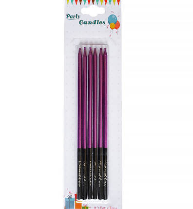 Свічки на день народження "Elite purple", 6 шт. висота 15,5 см, фото 1