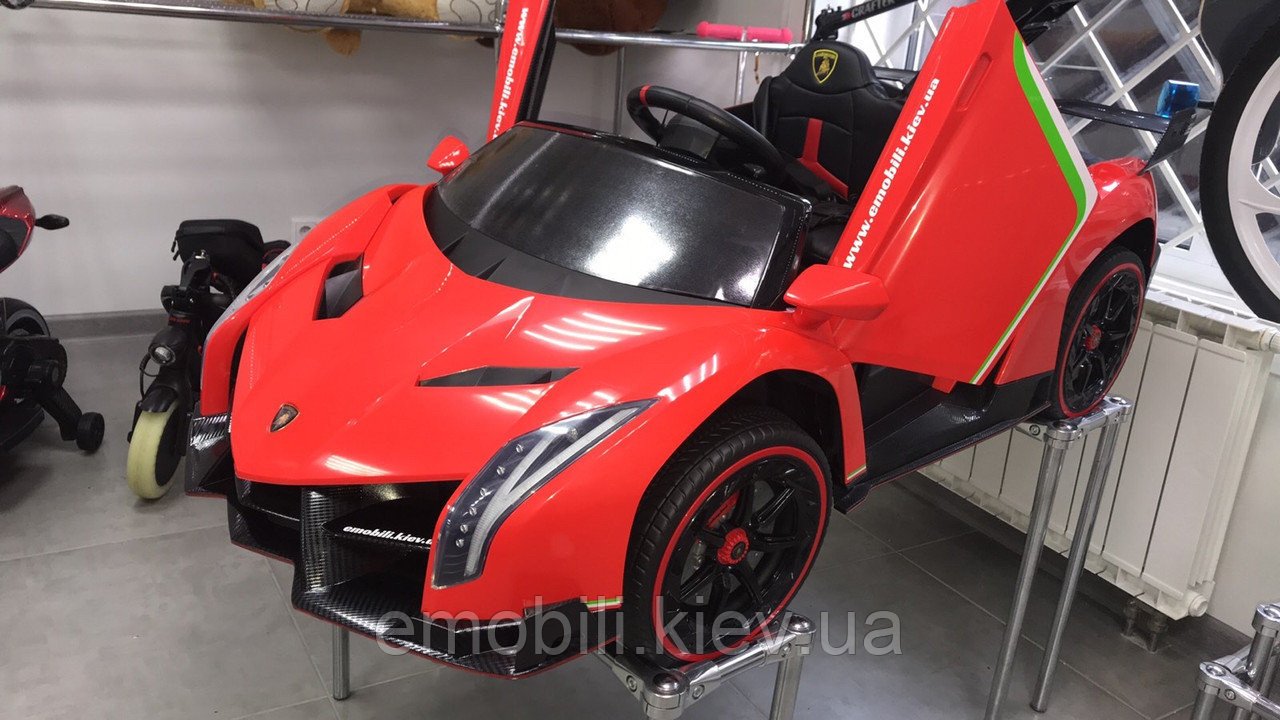 Дитячий електромобіль кабріолет Lamborghini Veneno, led-підсвітка дверцят, двері відчиняються вгору