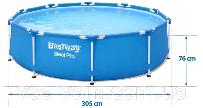 Купить Бассейн каркасный садовый Bestway Steel Pro 305 х 76 см с ...