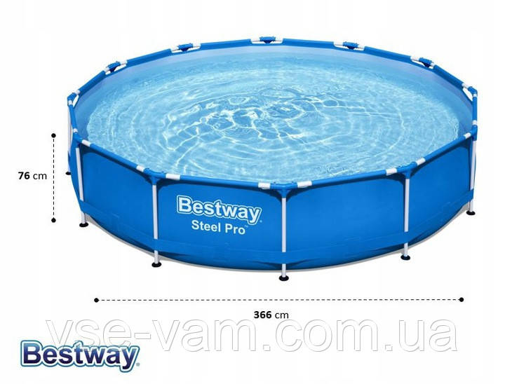 Басейн каркасний садовий Bestway 366 см х 76 см (без насоса та фільтра)