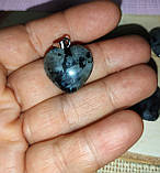 Кулон, підвіс сердечко з ларвікітом на шнурку, фото 4