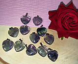 Кулон, підвіс сердечко з флюориту на шнурку, фото 3