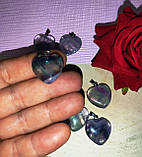 Кулон, підвіс сердечко з флюориту на шнурку, фото 6