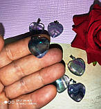 Кулон, підвіс сердечко з флюориту на шнурку, фото 4