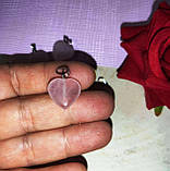 Кулон, підвіс сердечко з рожевого кварцу на шнурку, фото 3