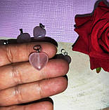 Кулон, підвіс сердечко з рожевого кварцу на шнурку, фото 6